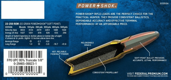 Federal Power-Shok SP 55gr .22-250 Rem (20stuks) - Image 2