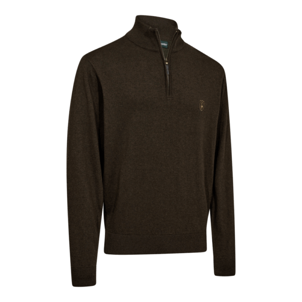 Deerhunter Harrington Half Zip Knit Brown Melange