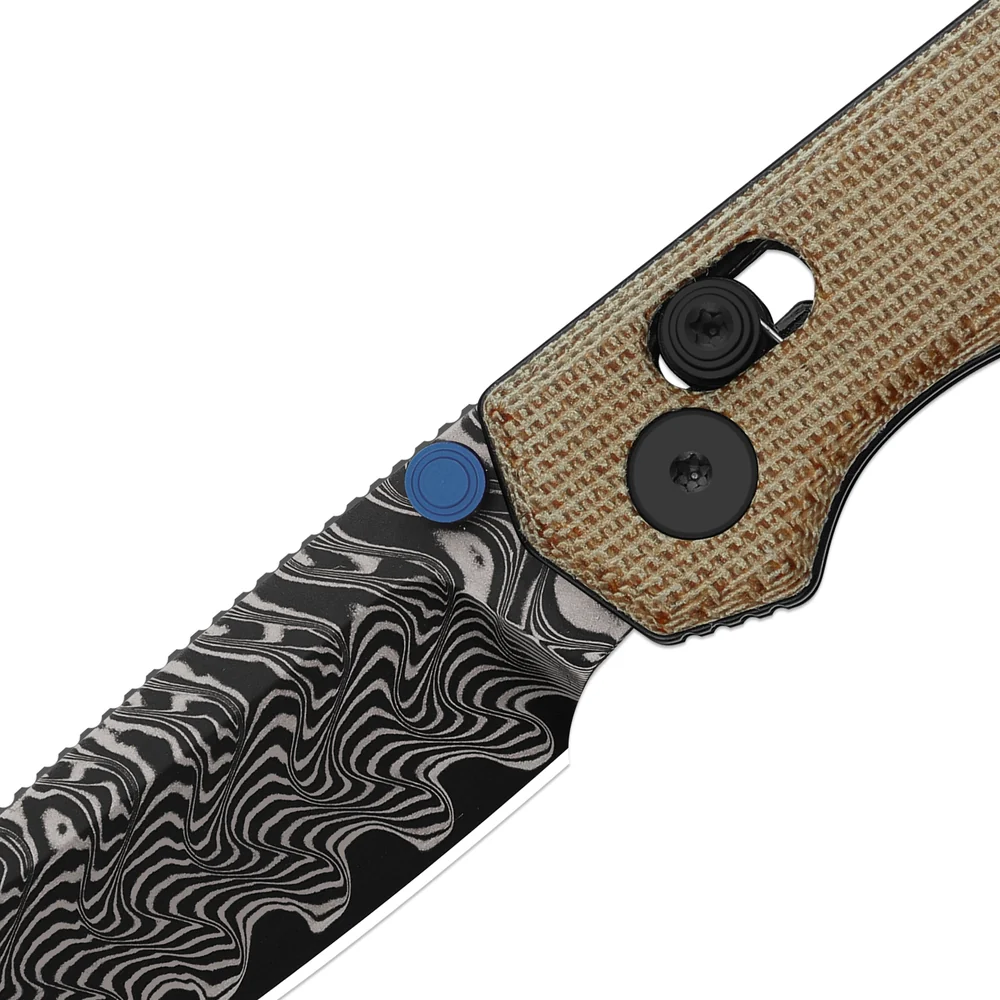 Kizer Begleiter 2.9 Damascus Brown Norplex UltreX Micarta - Image 7